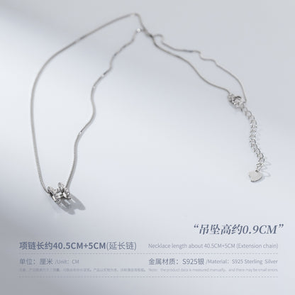 (Z238226)s925純銀鑲鑽字母H項鍊ins風高級感鎖骨鏈頸飾品女Y00715