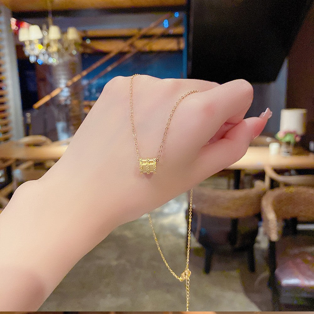 日韓輕奢鈦鋼項鍊女小眾設計感不掉色吊墜2023新款百搭簡約鎖骨鏈"鈦鋼批發"D23103-2