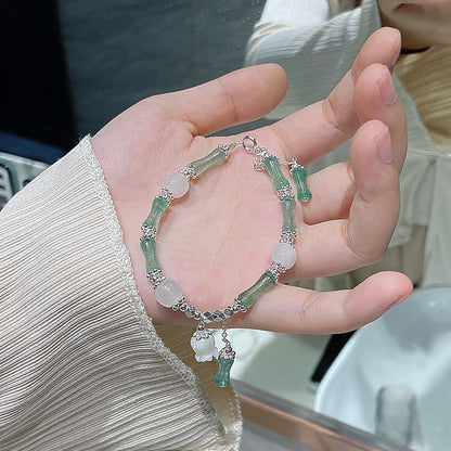 (B2383017)天然水晶手鍊女生地攤草莓晶招財招桃花粉晶七夕節送女友手飾品