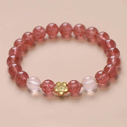 (B238304)「灼灼桃花」天然鴿血紅級草莓晶原創設計手鍊串女招桃花閨蜜禮物