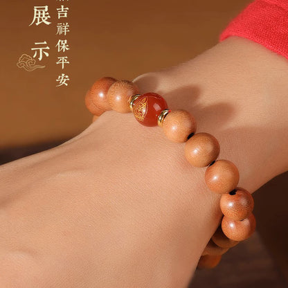 (B238817)生肖桃木瑪瑙手串男女復古手鍊文玩手串簡約兔年飾品本命年禮物"飾品批發"