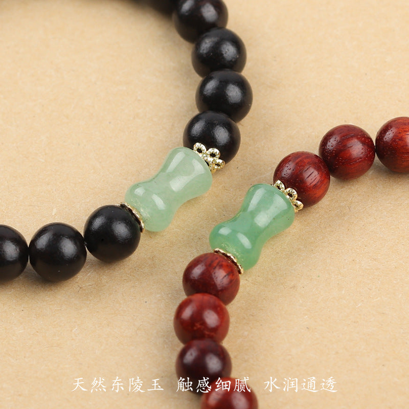 (B2381204)天然東陵玉竹節手串綠檀木小葉紫檀新中式國風飾品黑檀木串珠手鍊"飾品批發"