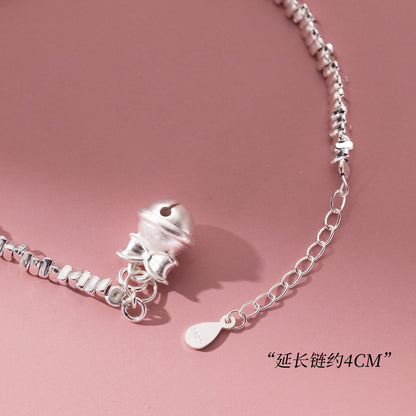 (Z2382244)S925純銀蝴蝶結鈴鐺碎銀手鍊ins風小清新設計感手飾S6474"飾品批發"