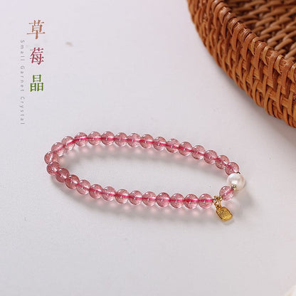 (B2381451)天然草莓晶水晶手鍊女珍珠ins小眾設計手串輕奢高級感閨蜜禮物"飾品批發"