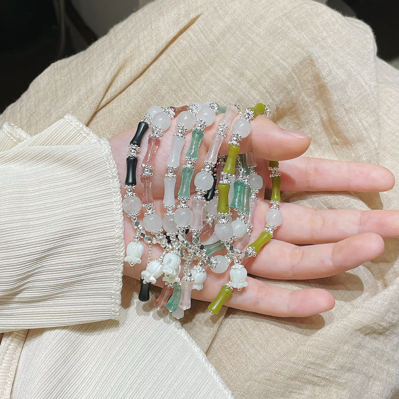 (B2383017)天然水晶手鍊女生地攤草莓晶招財招桃花粉晶七夕節送女友手飾品