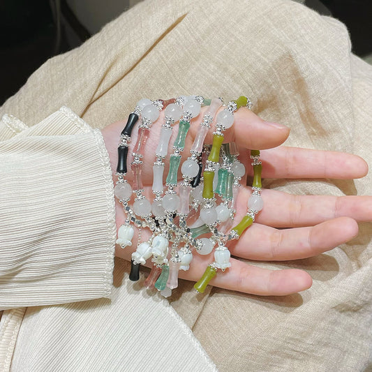 (B2383017)天然水晶手鍊女生地攤草莓晶招財招桃花粉晶七夕節送女友手飾品