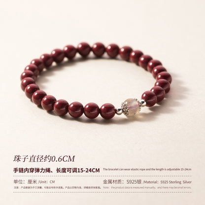 (Z2382254)S925純銀硃砂石光珠手鍊國風設計感月光石手飾品女S6454"飾品批發"
