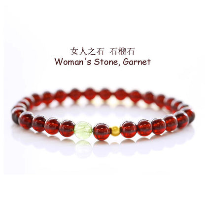 (B238811)天然女人石榴石手鍊輕奢小眾高級感串珠手串葡萄石女朋友母親禮物"飾品批發"