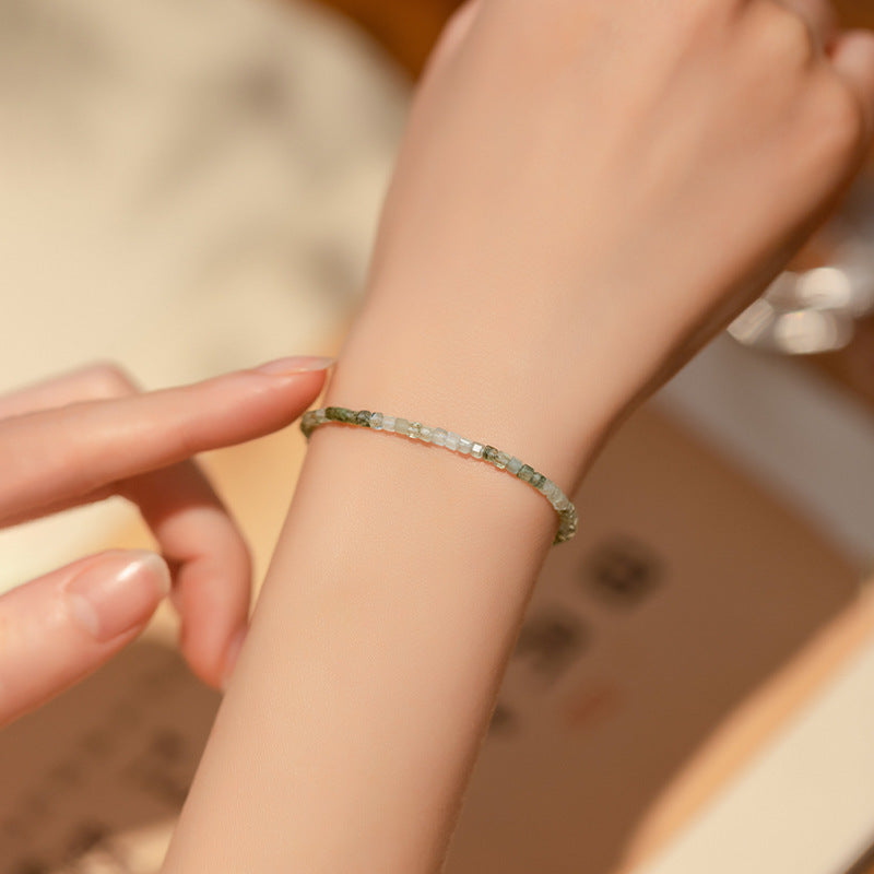 (B2381203)綠髮晶14K金手鍊手工飾品小眾禮物綠色招財轉運珠女中國風ins風禮"飾品批發"