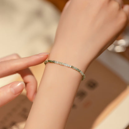 (B2381203)綠髮晶14K金手鍊手工飾品小眾禮物綠色招財轉運珠女中國風ins風禮"飾品批發"