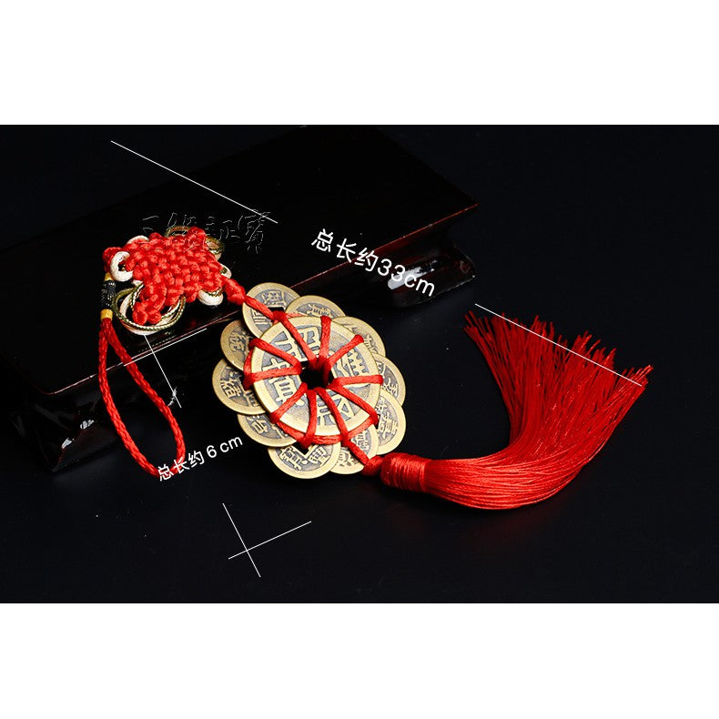 🔥現貨🔥開運招財進寶十帝錢梅花銅錢挂件招財保平安化解門對門【飾品批發】