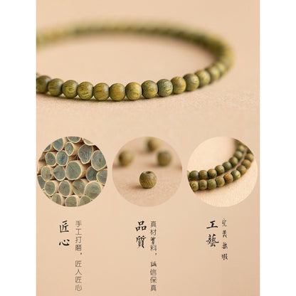 🔥現貨🔥４ｍｍ簡約檀木手鍊細小纖細款綠檀手鍊女復古民族風手串【飾品批發】