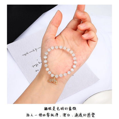 🔥現貨🔥【幻影】水晶手鍊女韓版簡約百搭手串貓眼魚尾手鍊🔥現貨🔥（飾品批發）