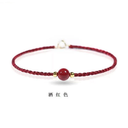 現貨「小圓滿硃砂」開運紅繩硃砂手繩女復古細款編織紅繩手鍊幸運手鏈小圓滿手飾(開運堂)