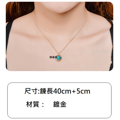 現貨「鎖骨項鍊」鍍金韓版流行飾品８ｍｍ粉水晶草莓晶虎眼石綠松石紫水晶項鍊女小清新鎖骨鏈簡約招桃花學生森系【開運堂】