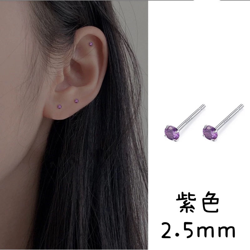 🔥現貨🔥【鋯石耳釘】Ｓ９２５銀迷你彩鑽單鑽耳釘養耳洞小巧睡覺不用摘女耳飾【開運堂】