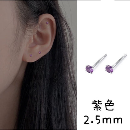 🔥現貨🔥【鋯石耳釘】Ｓ９２５銀迷你彩鑽單鑽耳釘養耳洞小巧睡覺不用摘女耳飾【開運堂】