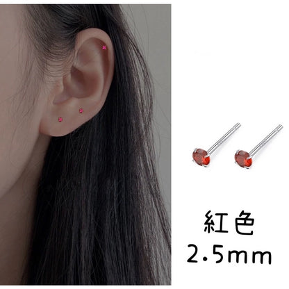 🔥現貨🔥【鋯石耳釘】Ｓ９２５銀迷你彩鑽單鑽耳釘養耳洞小巧睡覺不用摘女耳飾【開運堂】