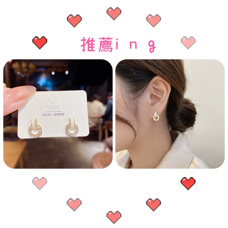 🔥現貨🔥S925銀針氣質淑女耳飾品小巧耳釘時尚簡約幾何短款耳環【開運堂】