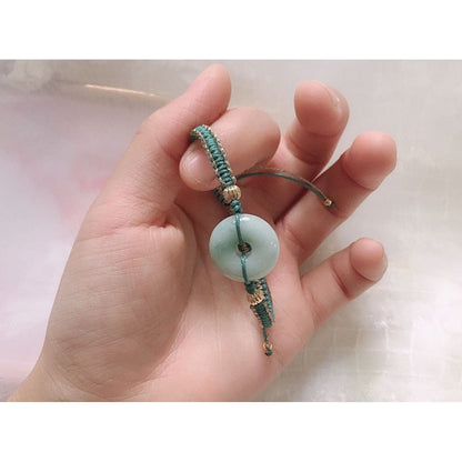 現貨天然翡翠平安扣手鍊手串14k包金手鍊女緬甸翡翠玉＂開運堂＂