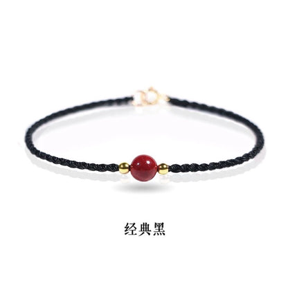 現貨「小圓滿硃砂」開運紅繩硃砂手繩女復古細款編織紅繩手鍊幸運手鏈小圓滿手飾(開運堂)