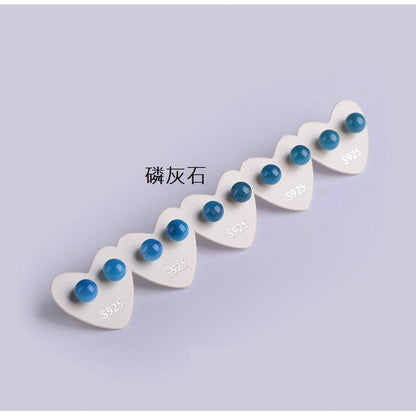 🔥現貨🔥耳針Ｓ９２５純銀耳針耳環５～６ｍｍ水晶耳釘女天然冰種天河石灰月光石珍珠紫雲母紫水晶和田玉磷灰石海藍寶耳釘【開運堂