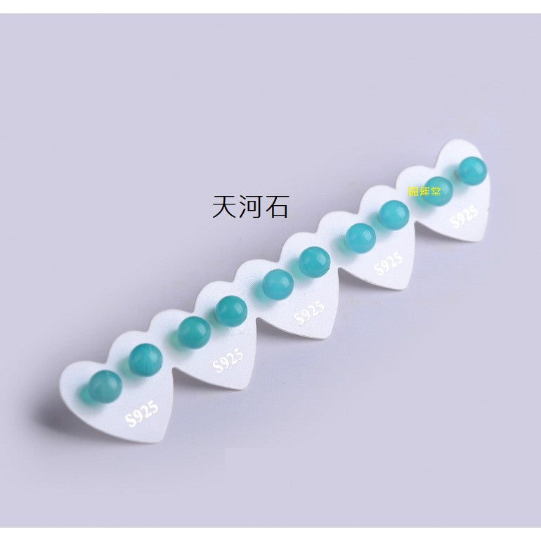 🔥現貨🔥耳針Ｓ９２５純銀耳針耳環５～６ｍｍ水晶耳釘女天然冰種天河石灰月光石珍珠紫雲母紫水晶和田玉磷灰石海藍寶耳釘【開運堂
