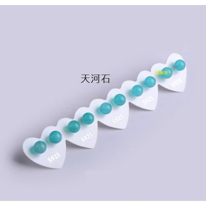 🔥現貨🔥耳針Ｓ９２５純銀耳針耳環５～６ｍｍ水晶耳釘女天然冰種天河石灰月光石珍珠紫雲母紫水晶和田玉磷灰石海藍寶耳釘【開運堂
