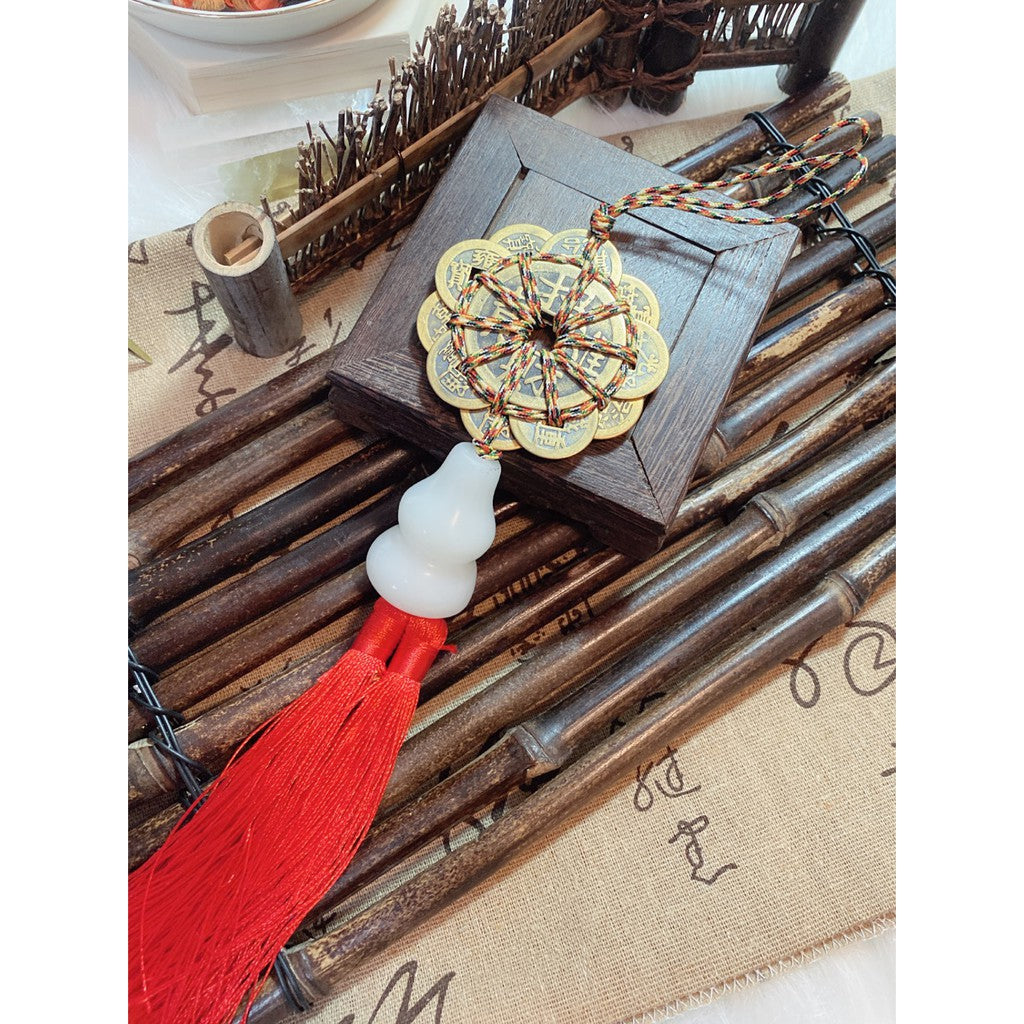 🔥現貨🔥招財旺宅白玉葫蘆十帝梅花十帝錢古銅錢風水擺件【飾品批發】