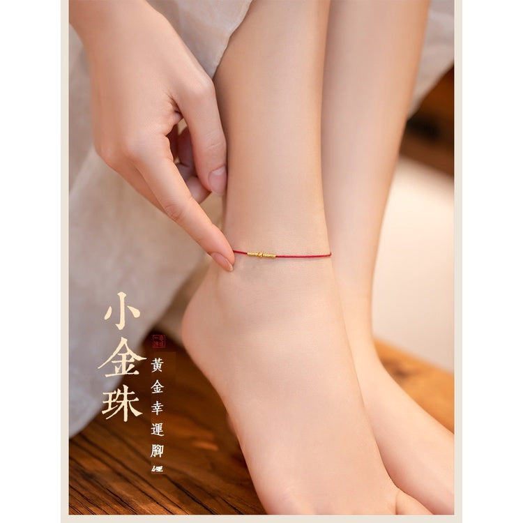 🔥現貨🔥【祈願】【手/腳鍊】本命年紅繩手鍊銅鍍金新款夏季閨蜜簡約古風細手繩【開運堂】