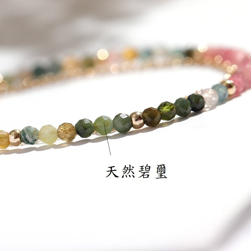 🔥現貨🔥３ｍｍ碧璽漸變雙層手鍊女極細銅鍍真金糖果手鍊【飾品批發】