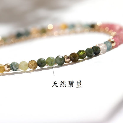 🔥現貨🔥３ｍｍ碧璽漸變雙層手鍊女極細銅鍍真金糖果手鍊【飾品批發】