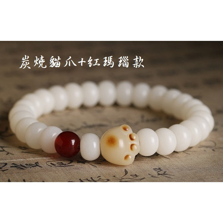 🔥現貨🔥【菩提貓爪】天然白玉菩提根手串女風化貓爪炭燒小可愛民族風小清新小眾手鍊女"飾品批發"