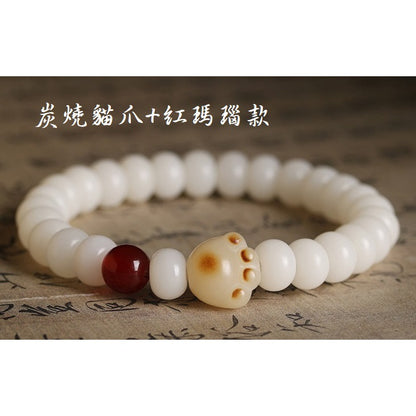 🔥現貨🔥【菩提貓爪】天然白玉菩提根手串女風化貓爪炭燒小可愛民族風小清新小眾手鍊女"飾品批發"