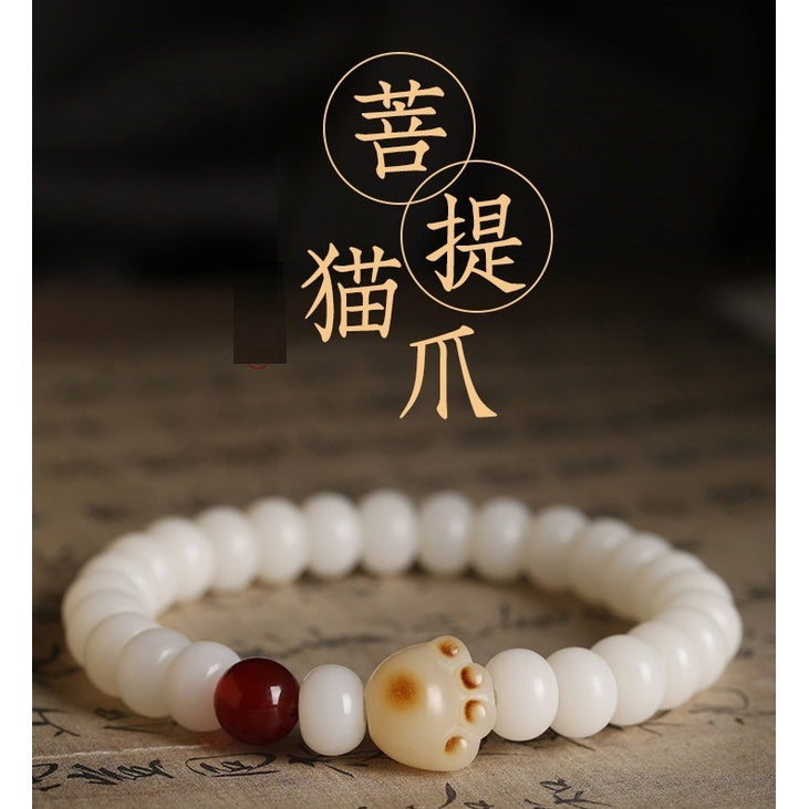 🔥現貨🔥【菩提貓爪】天然白玉菩提根手串女風化貓爪炭燒小可愛民族風小清新小眾手鍊女"飾品批發"
