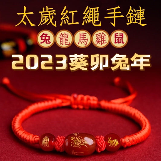 🔥現貨🔥解太歲，紫南宮過爐，紅瑪瑙本命年化太歲編織紅繩手鍊男女生肖瑪瑙手串"開運堂"