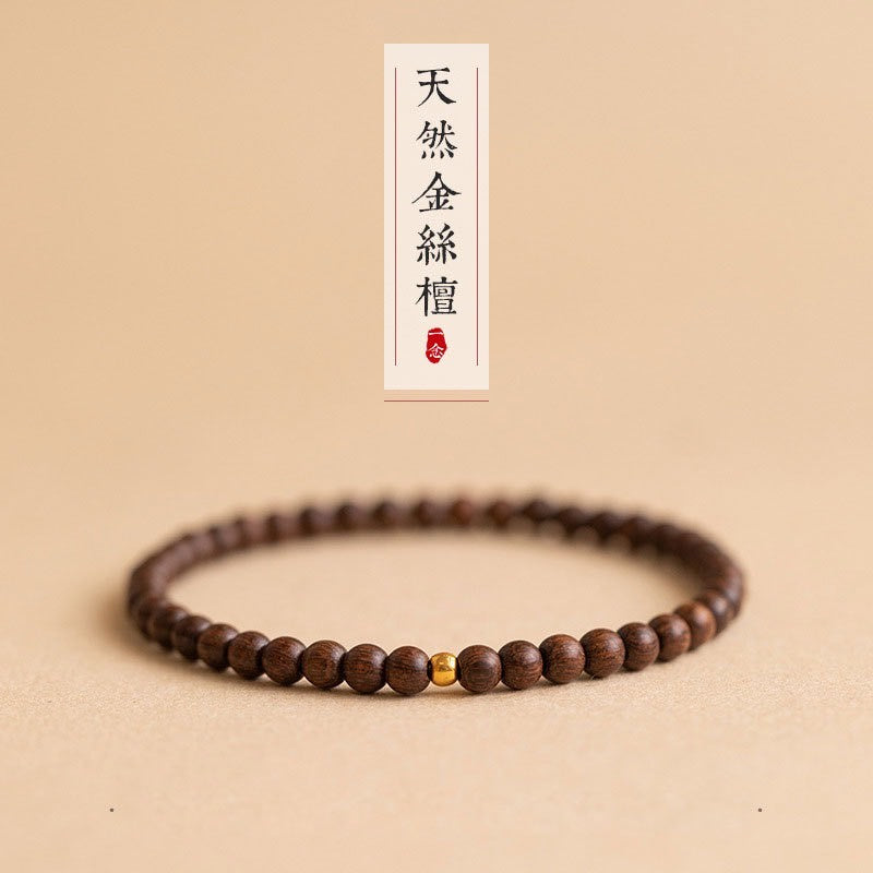 🔥現貨🔥４ｍｍ簡約檀木手鍊細小纖細款綠檀手鍊女復古民族風手串【飾品批發】
