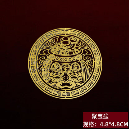 🔥現貨🔥【化煞金屬貼紙】紫南宮過爐五帝錢門對門文昌塔八卦貔貅解決隱形門貼門對電梯廁所臥室吉祥中國結金屬貼
