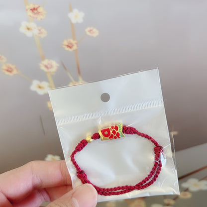 🔥現貨🔥錦鯉本命年紅手繩紅繩手鍊女款編織手繩男款腳鍊上岸禮物【飾品批發】