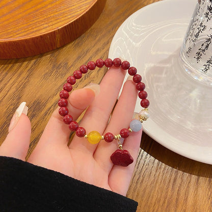 現貨復古中國風６ｍｍ硃砂手鍊女簡約設計蓮蓬手串閨蜜姊妹生日禮物"開運堂" 80256