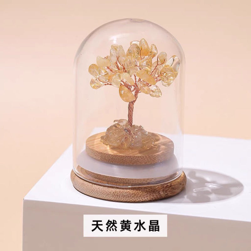 【開運堂水晶】迷你水晶樹擺件許願樹許願瓶純手工編織微景觀水晶碎石能量石東菱玉紫晶黃水晶粉晶白水晶藝品閨蜜生日禮物
