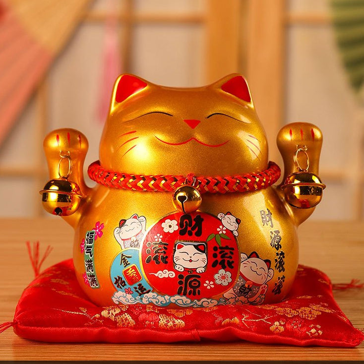 現貨 招財貓擺件小號陶瓷存錢罐店鋪開業創意禮品發財貓/陶瓷工藝禮品禮物發財開業禮品家居裝飾品招財進寶財源滾滾