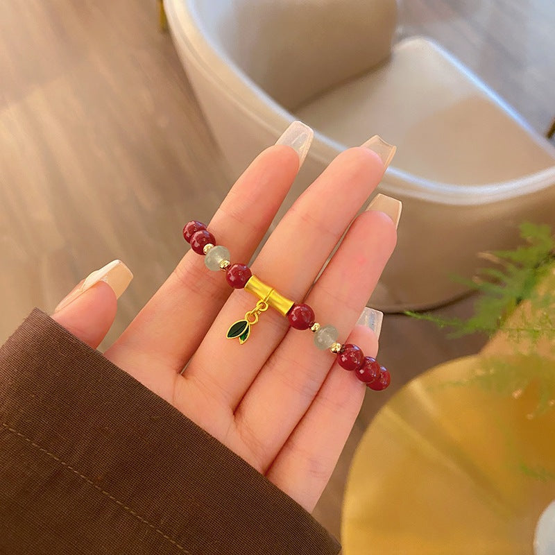 現貨復古中國風６ｍｍ硃砂手鍊女簡約設計蓮蓬手串閨蜜姊妹生日禮物"開運堂" 80256