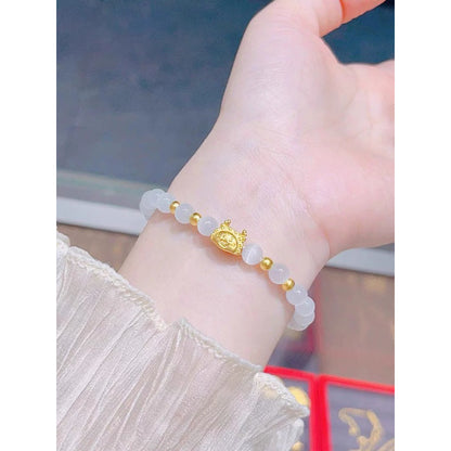 現貨【"龍"餃】龍餃貓眼石手鍊女輕奢小眾龍年本命年手串【開運堂】