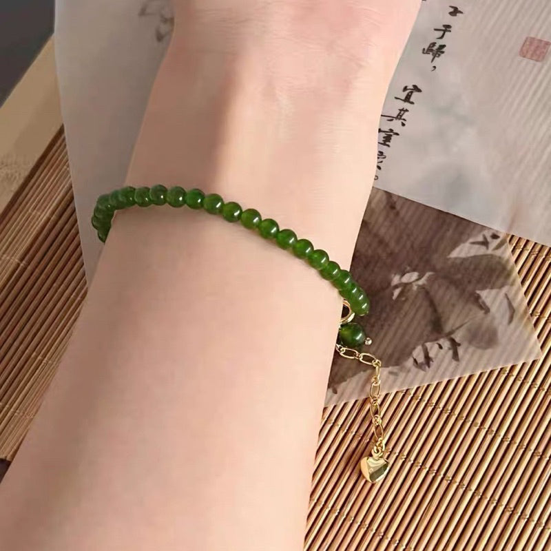 現貨「綠籬」天然綠玉髓手鍊女款顯白復古綠葡萄手串【開運堂】