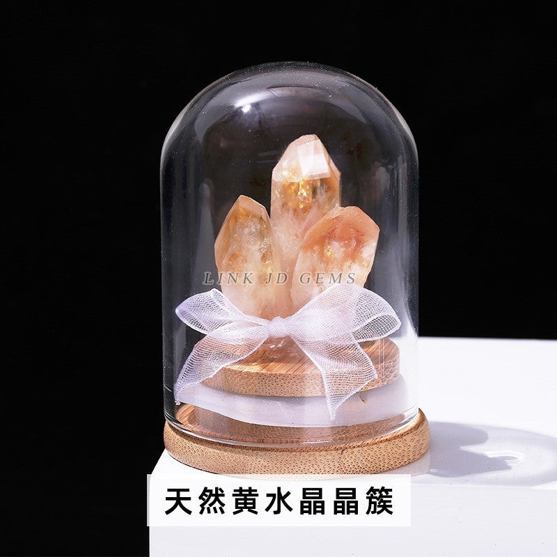 【開運堂水晶】迷你水晶樹擺件許願樹許願瓶純手工編織微景觀水晶碎石能量石東菱玉紫晶黃水晶粉晶白水晶藝品閨蜜生日禮物