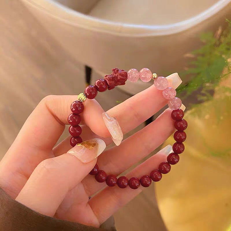 現貨復古中國風６ｍｍ硃砂手鍊女簡約設計蓮蓬手串閨蜜姊妹生日禮物"開運堂" 80256