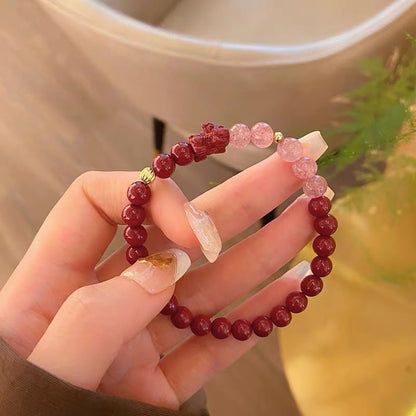 現貨復古中國風６ｍｍ硃砂手鍊女簡約設計蓮蓬手串閨蜜姊妹生日禮物"開運堂" 80256