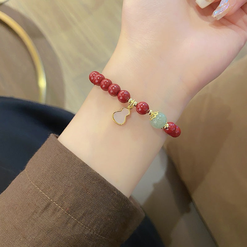 現貨復古中國風６ｍｍ硃砂手鍊女簡約設計蓮蓬手串閨蜜姊妹生日禮物"開運堂" 80256