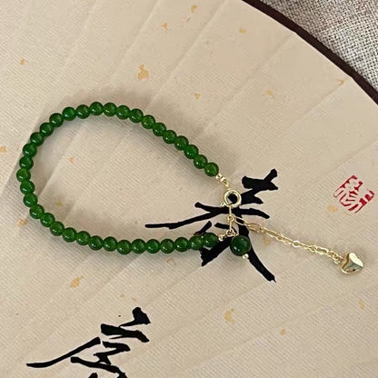 現貨「綠籬」天然綠玉髓手鍊女款顯白復古綠葡萄手串【開運堂】